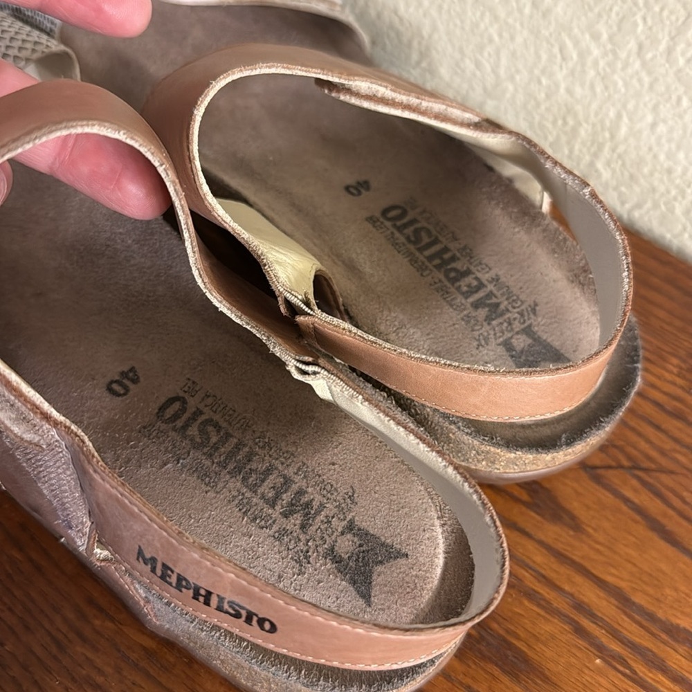 Mephisto Brown and Cream Sandals 40 - Picture 3 of 10